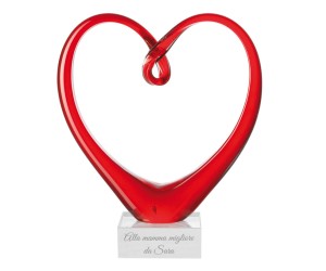 SOPRAMMOBILE SCULTURA DA TAVOLO CUORE DI VETRO