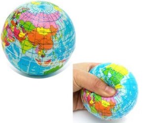 idee regalo originali palla antistress a forma di globo terrestre