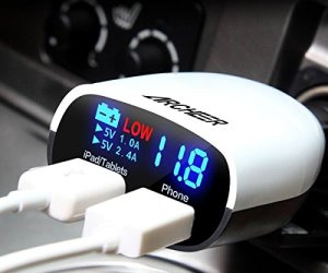 caricabatterie usb per auto CON DISPLAY DIGITALE