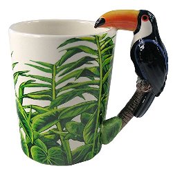 idee regalo originali tazza in ceramica con manico a forma di tucano