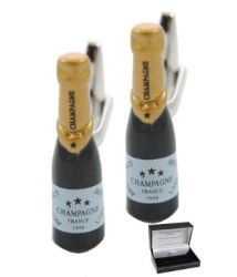 idee regalo originali gemelli a forma di bottiglie di champagne