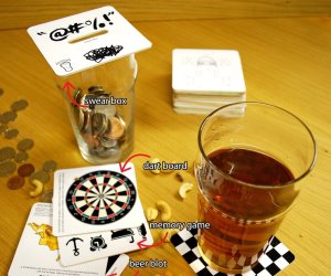 idee regalo originali set 4 sottobicchieri con giochi da bar